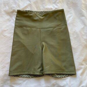 Olive Green Women's High-Waisted Biker Shorts